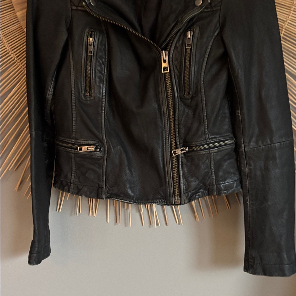 All saints leather jacket size 2 - Picture 7 of 8